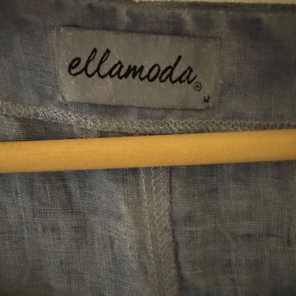 Ellamoda Blue 100% Linen Oversized Scoopneck European Lagenlook Top Size M - Picture 3 of 6